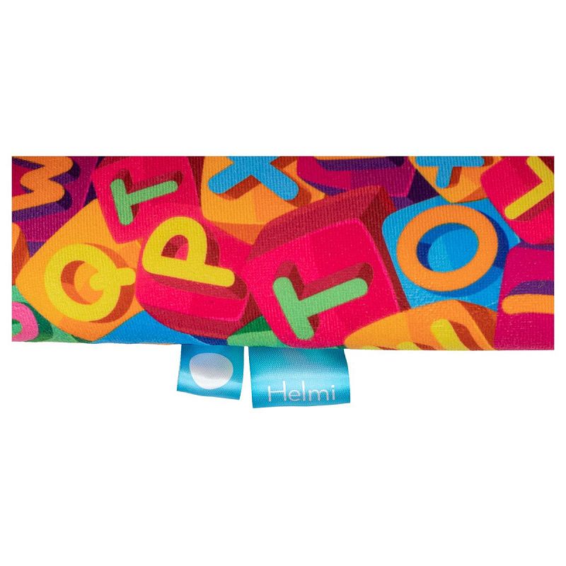 Кресло детское Helmi HL-K95 R (W695) "Airy", спинка сетка оранжевая/сиденье ткань с рисунком алфавит, пиастра, пластик белый