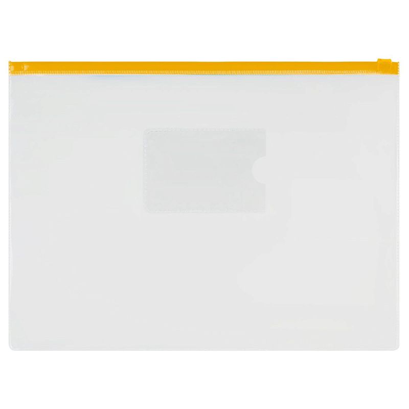 Папка-конверт на zip-молнии СТАММ В6, ПВХ, 120мкм, прозрачная, цветная молния, карман, ассорти 