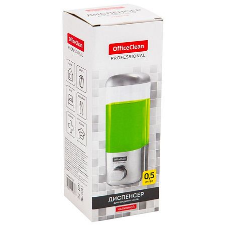 Диспенсер для жидкого мыла OfficeClean Professional, наливной, ABS-пластик, хром, 0,5л 