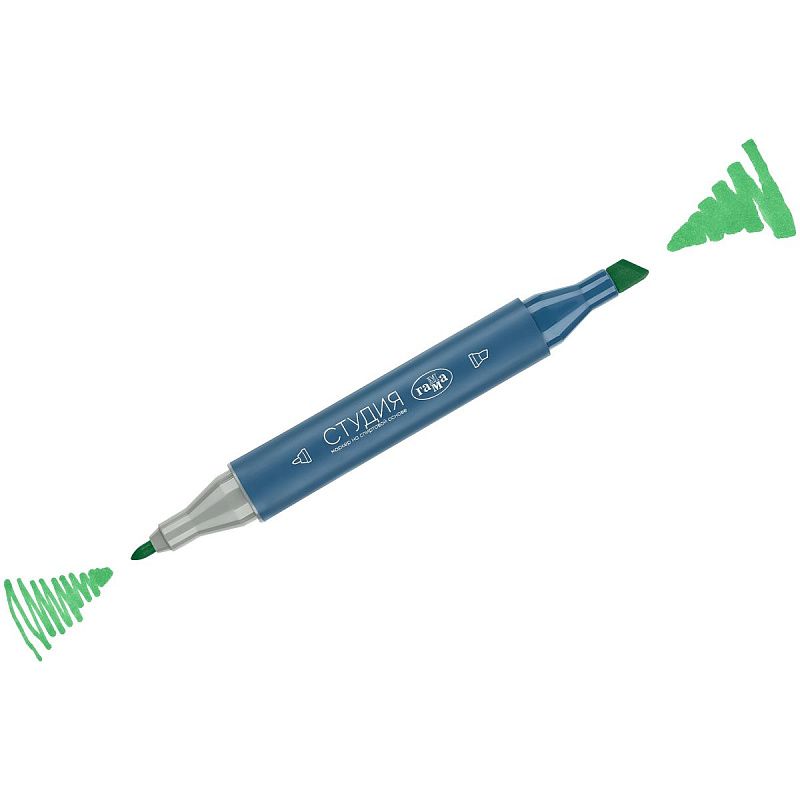Маркер двусторонний для скетчинга Гамма "Студия", зеленый аквамарин, корпус трехгранный, пулевид./клиновид. наконечники