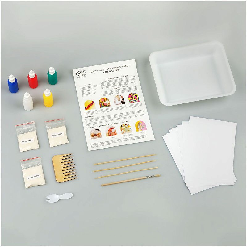 Набор для рисования на воде ТРИ СОВЫ "Краски Эбру", 5 цветов, А5, картонная коробка