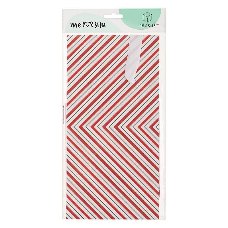 Коробка складная подарочная MESHU "Полосы", (15*15*15см), с лентой, отд фольгой