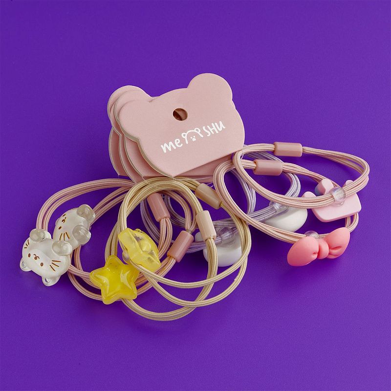 Резинки для волос MESHU, тонкие с топпером, ассорти, 2шт., диаметр 5см, европодвес