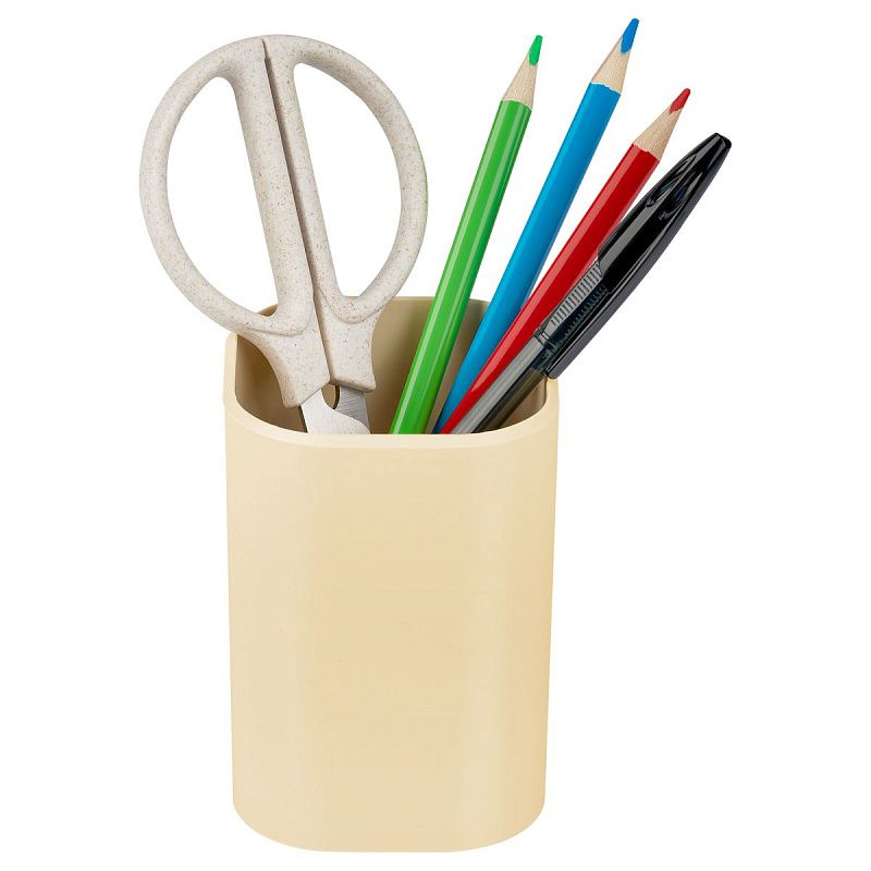 Подставка-стакан СТАММ "Фаворит", пластиковая, квадратная, бежевая