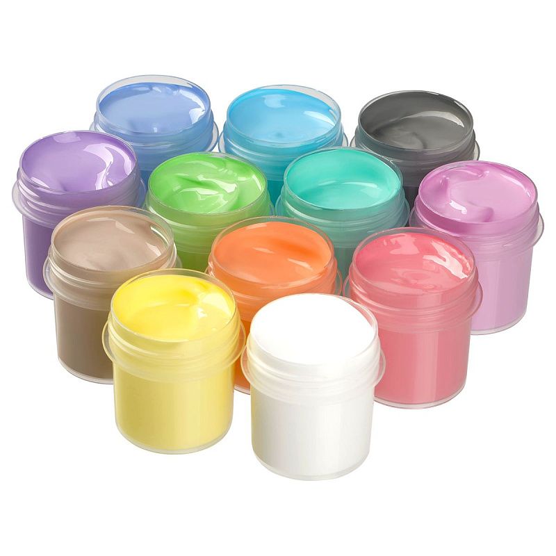 Краски акриловые декоративные Гамма "Хобби", 12 цветов, 20 мл, картон.упак., пастельные цвета