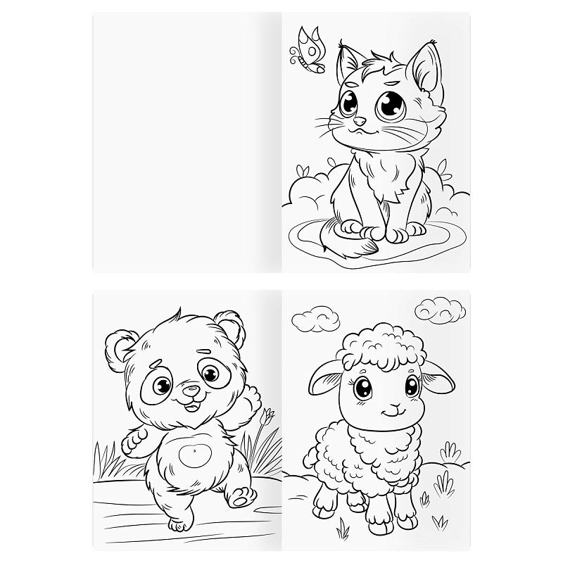 Раскраска А4, 16 стр., ТРИ СОВЫ "В стиле kawaii"