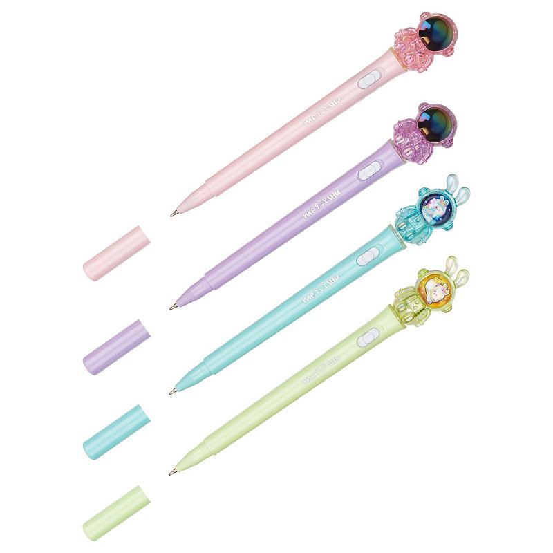 Ручка шариковая MESHU "Spaceheroes", светящаяся, синяя, 0,5мм, корпус ассорти 