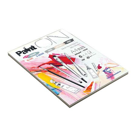 Скетчбук - альбом для смешанных техник 24л., А4 Clairefontaine "Paint ON", на склейке, 6 цветов, 250г/м2