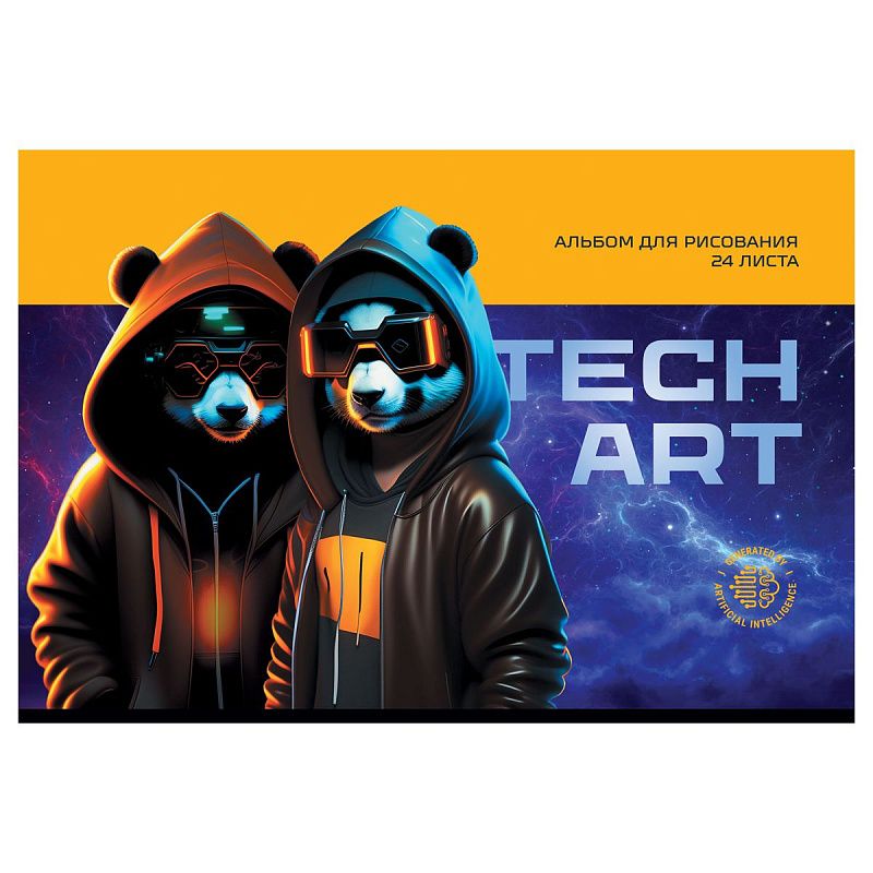 Альбом для рисования 24л., А4, на скрепке BG "TechArt"