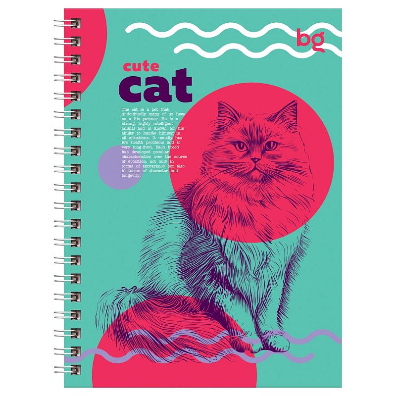 Записная книжка А6 80л., на гребне BG "Наши питомцы", глянцевая ламинация, твердая обложка
