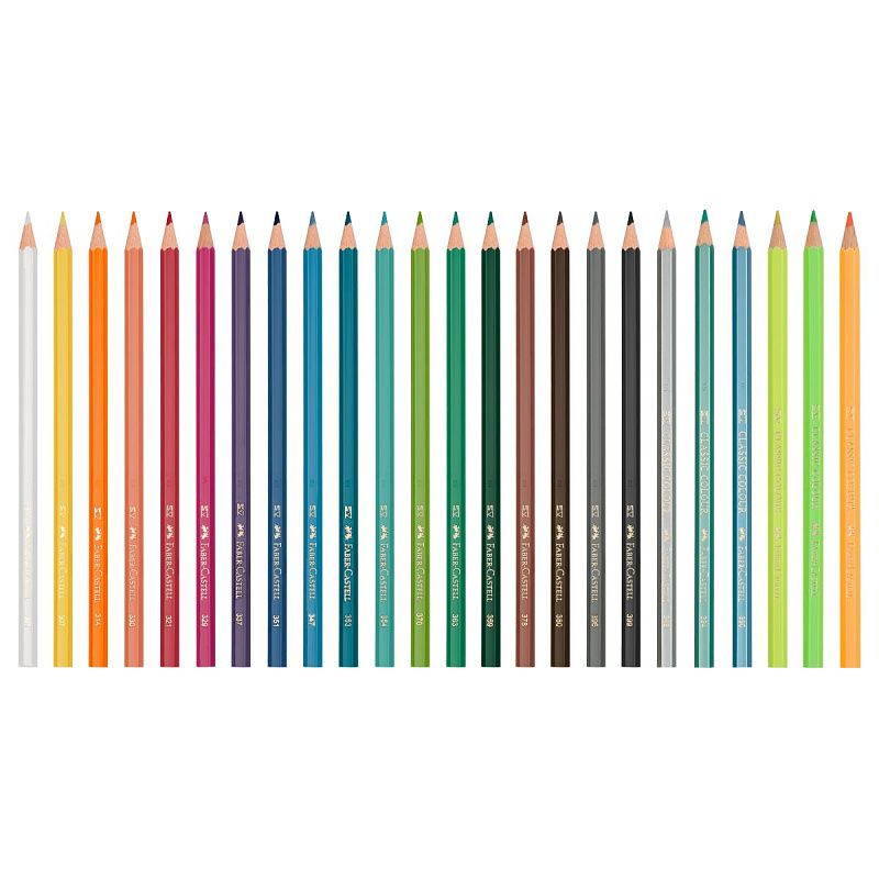 Карандаши цветные Faber-Castell "Dinosaur", 18 цв. + 3 цв. металл. + 3 цв. неон. + наклейки, заточен., картон, европодвес