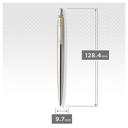Ручка гелевая Parker "Jotter Stainless Steel GT" черная, 0,7мм, кнопочный механизм, подарочная упаковка 