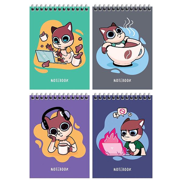 Блокнот А6 60л. на гребне MESHU "Mood", матовая ламинация, выборочный УФ-лак