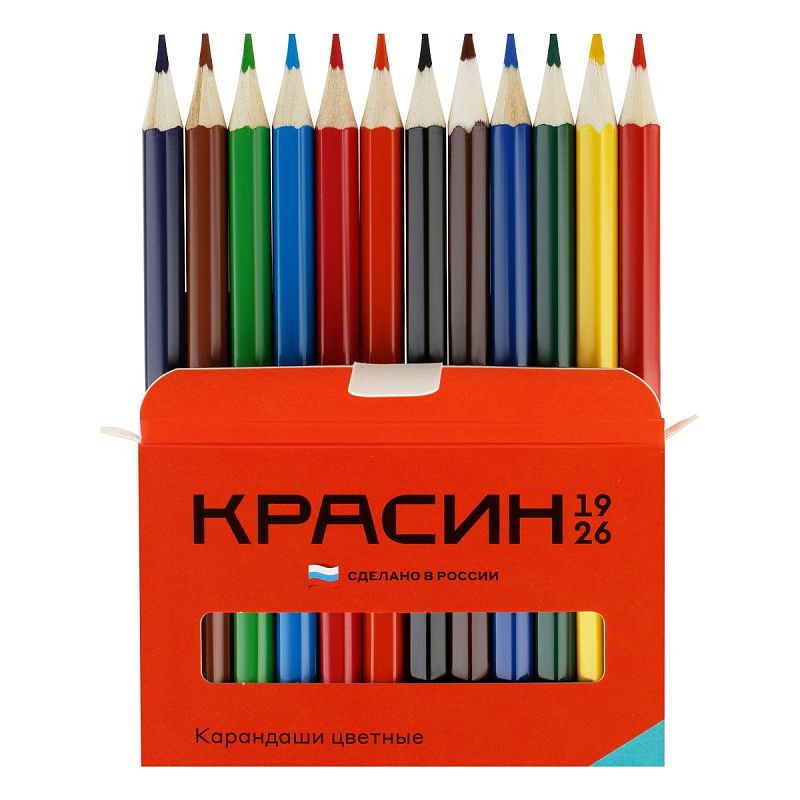 Карандаши цветные Красин "Приключения", 12цв., шестигран., заточен., картон, европодвес