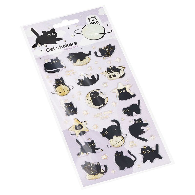 Наклейки гелевые MESHU  "Moon Cat" , 10*23см, инд. уп., европодвес
