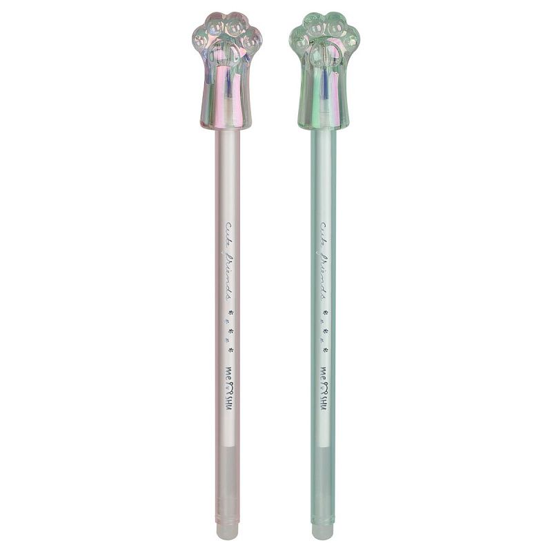 Ручка гелевая стираемая MESHU "Pads" синяя, 0,5мм, корпус ассорти, с топпером 