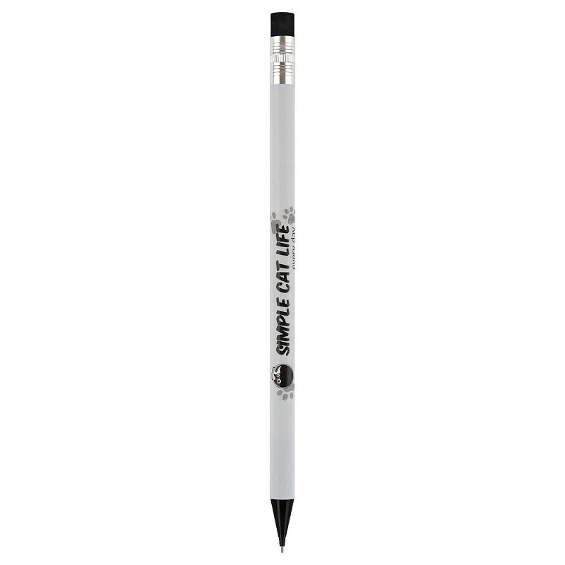 Карандаш механический MESHU "Meowsy", печать на корпусе, с ластиком, 0,7мм, ассорти 