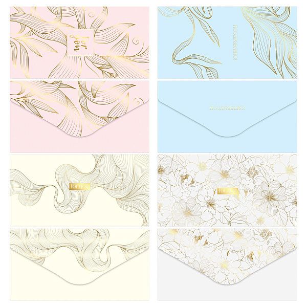 Конверт для денег MESHU "Gold flower" 85*164мм, матовая ламинация, фольга, 4 дизайна