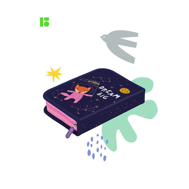 Пенал 1 отделение, 200*140*40 Berlingo "Fox Dreamer", дополнительная откидная секция, полиэстер 