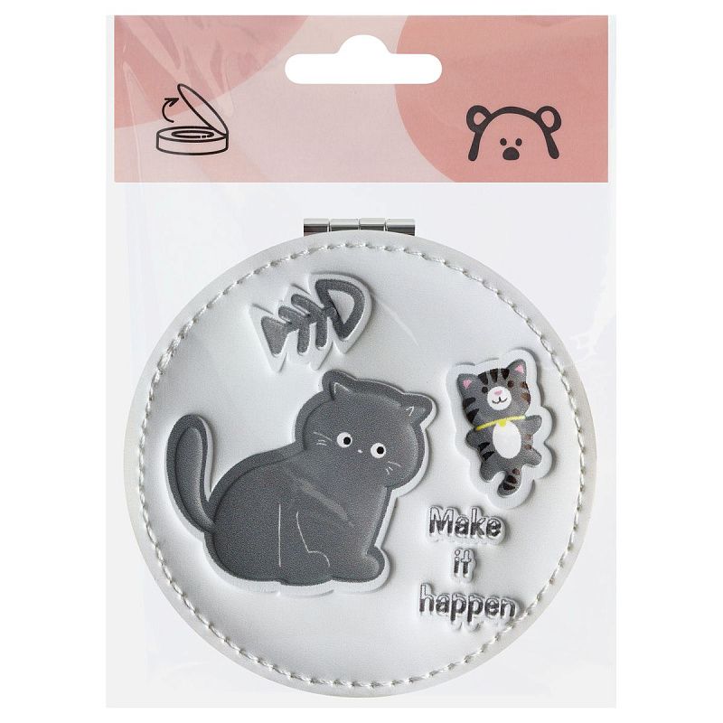 Зеркальце карманное складное MESHU "Черный кот"