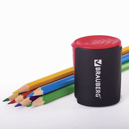Точилка BRAUBERG "Delta", 2 угла заточки, двусторонняя, пластиковая с контейнером, 223592 