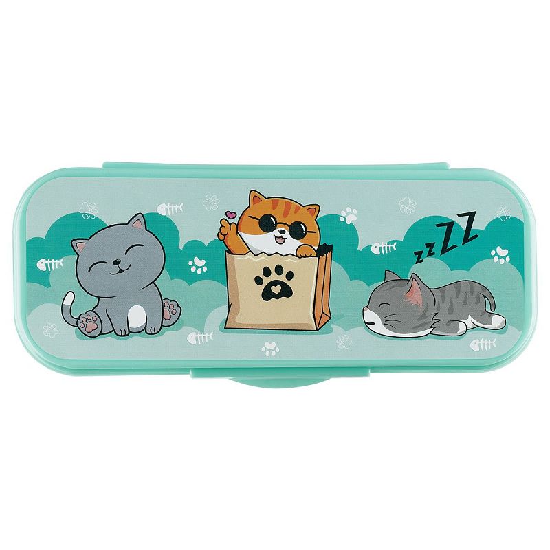 Пенал-футляр, 215*90*43 СТАММ "Коты", бирюзовый 