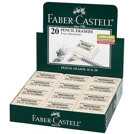 Ластик Faber-Castell "Latex-Free", прямоугольный, синтетический каучук, 40*27*10мм 