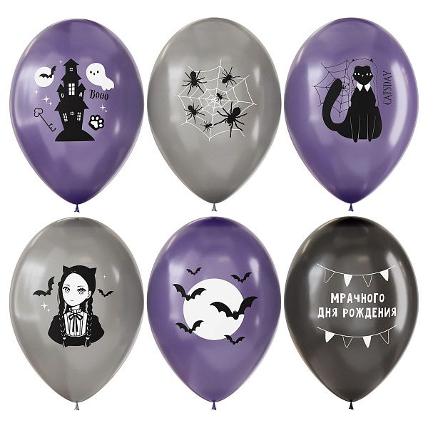 Воздушные шары, 12шт., М12/30см, MESHU "Catsday", пастель, ассорти