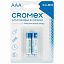 Батарейки алкалиновые "мизинчиковые" КОМПЛЕКТ 2 шт., CROMEX Alkaline, ААA (LR03,24А), блистер, 457129