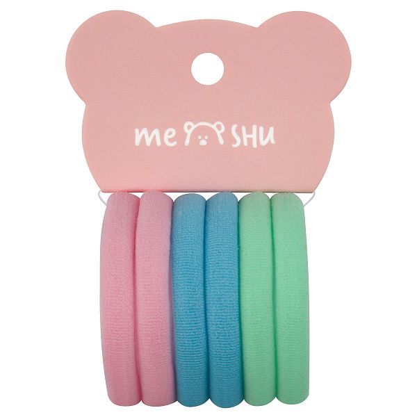 Резинки для волос MESHU "Essence", пастельные ассорти, 6шт., европодвес