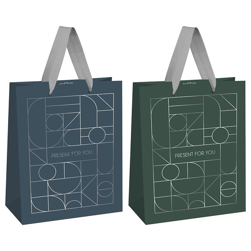 Пакет подарочный 18*23*10см MESHU "Strict lines", фольга, матовая ламинация, ассорти