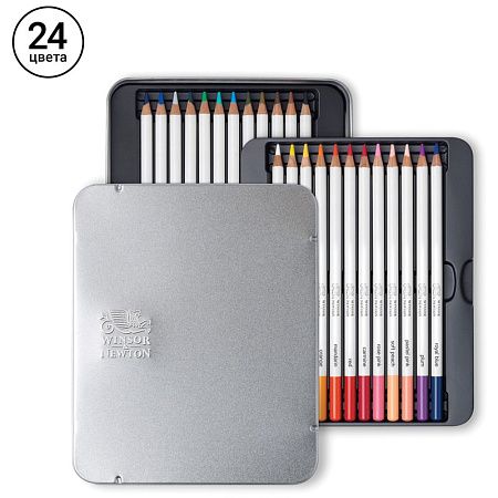 Набор акварельных карандашей Winsor&Newton, 24цв., метал. коробка