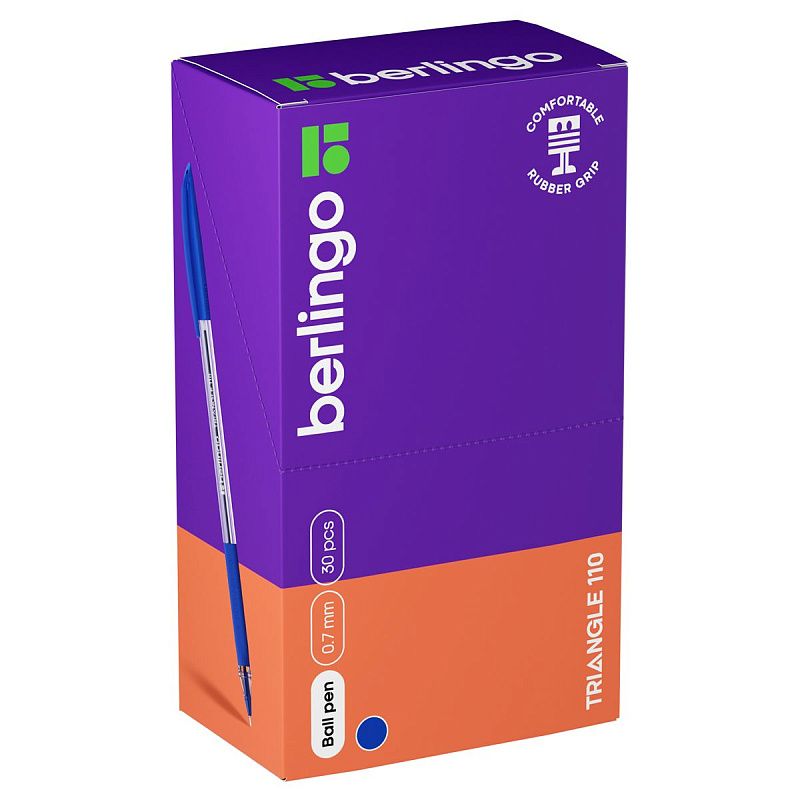Ручка шариковая Berlingo "Triangle 110" синяя, 0,7мм, трехгран., грип 