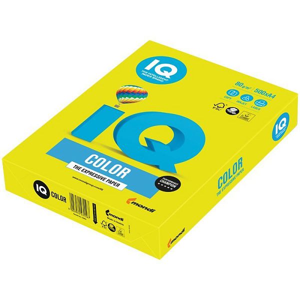 Бумага IQ "Color neon" А4, 80г/м2, 500л. (желтый неон)