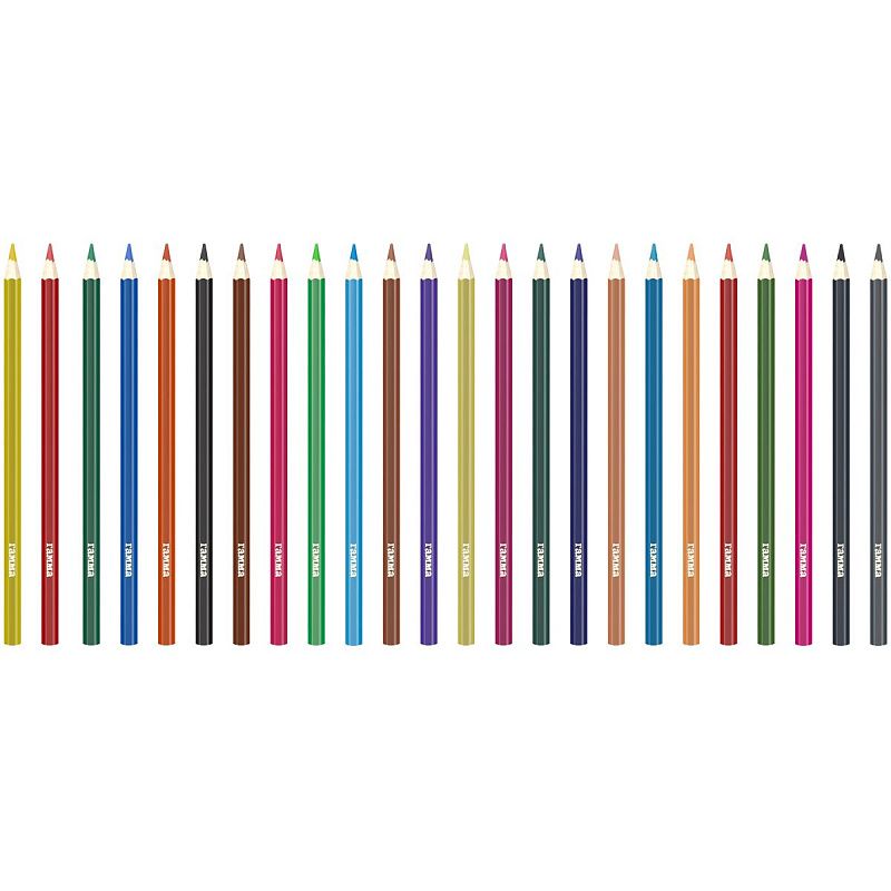 Карандаши цветные Гамма, 24цв., шестигранные, заточен., картон. упаковка, европодвес