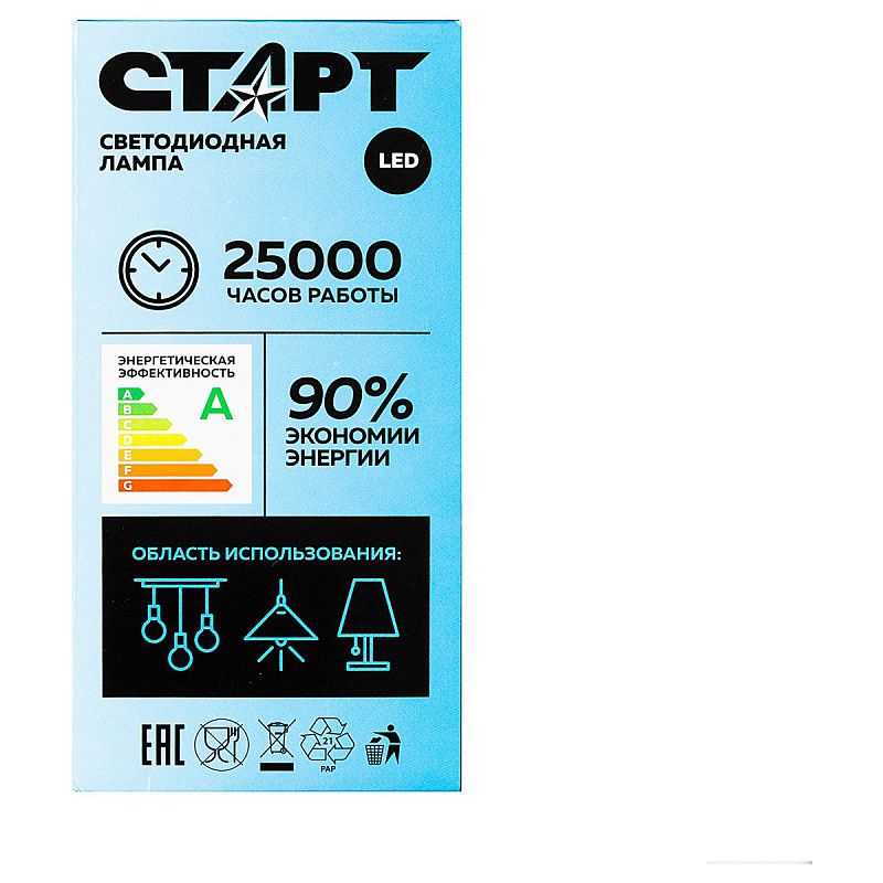 Лампа светодиодная Старт LED, серия "WS" 20W40, тип А "груша", E27, 4000К, нейтральный свет, 25000ч