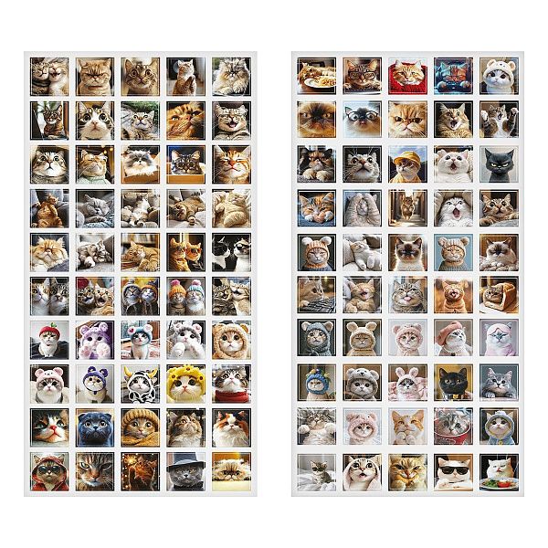 Набор наклеек ПВХ MESHU "Cats", 8,5*13 см., 100 наклеек инд. уп., европодвес