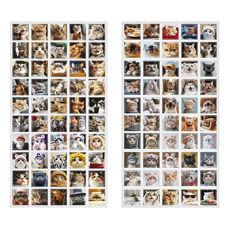 Набор наклеек ПВХ MESHU "Cats", 8,5*13 см., 100 наклеек инд. уп., европодвес