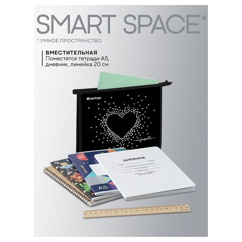 Папка для тетрадей 1 отделение, А5 Berlingo "Golden Glow", 240*205*40мм, пластик, на молнии 