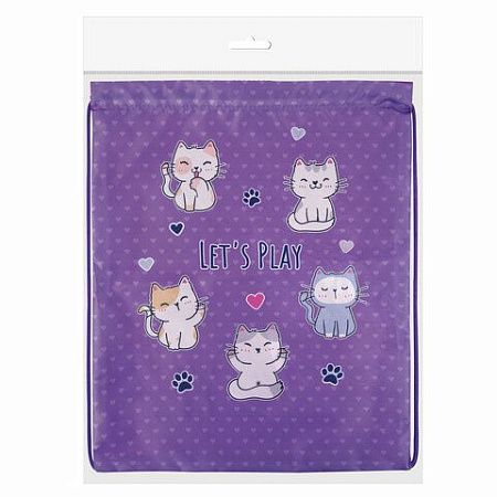Мешок для обуви BRAUBERG KIDS, с петлей, 42х34 см, "Playing kittens", 272413 