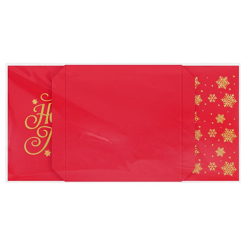 Коробка складная подарочная MESHU "Новогодняя классика", красн, (28*28*28см), с лентой, отд фольгой