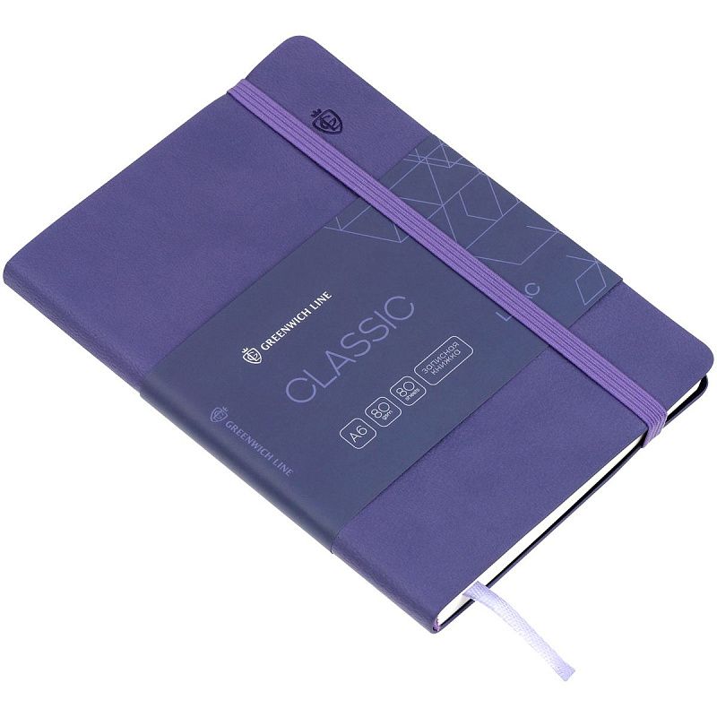 Записная книжка А6 80л. ЛАЙТ, кожзам, Greenwich Line "Classic. Lilac", с резинкой, фактурное тиснение, блок в клетку