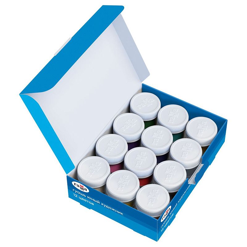 Гуашь Гамма "Юный художник NEW", 12 цветов, 17,5мл, картон. упаковка
