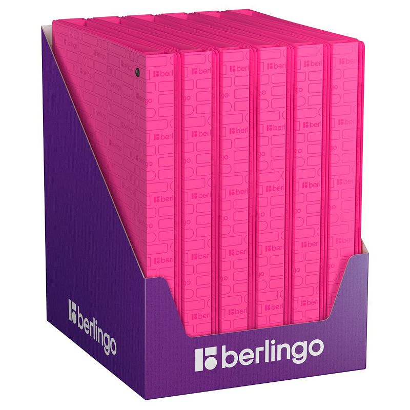 Папка на 4 кольцах Berlingo "Your Way", 24мм, 600мкм, розовый неон, D-кольца, с внутр. карманом 