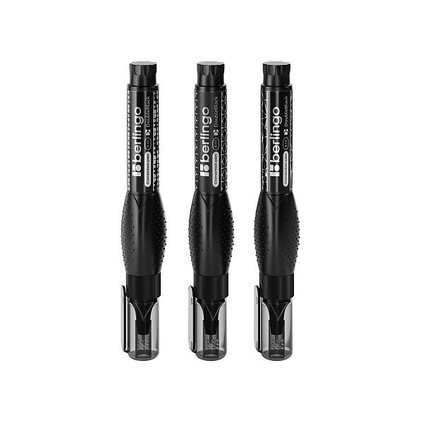 Корректирующий карандаш Berlingo "DoubleBlack", 08мл, 3шт., в блистере