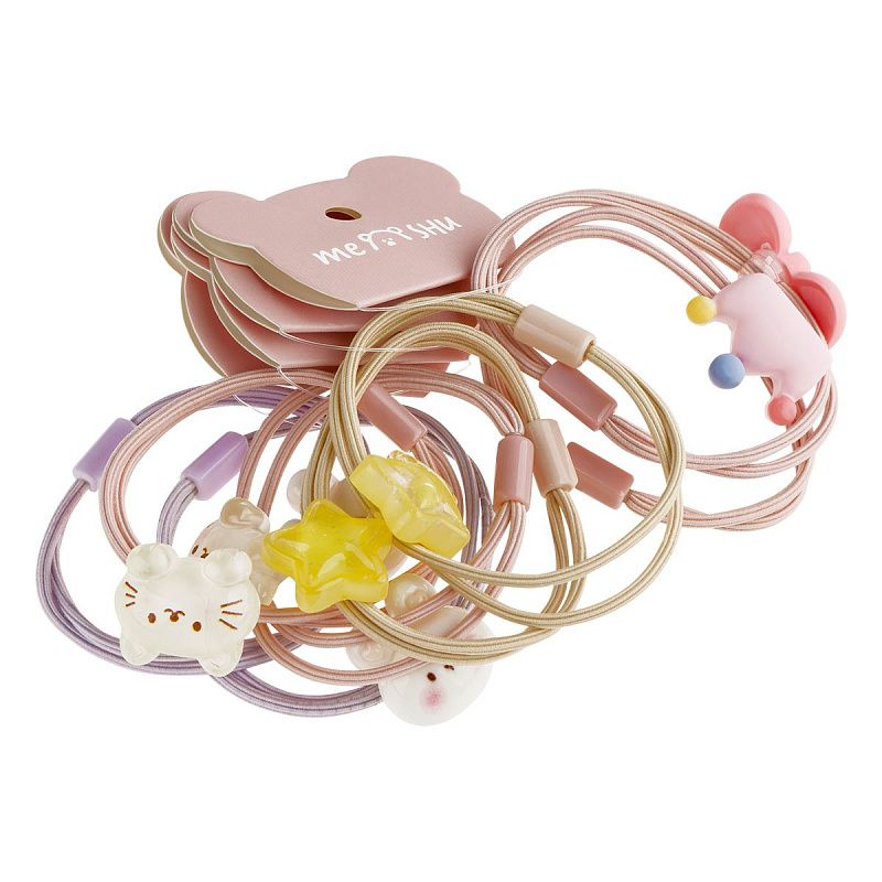 Резинки для волос MESHU, тонкие с топпером, ассорти, 2шт., диаметр 5см, европодвес