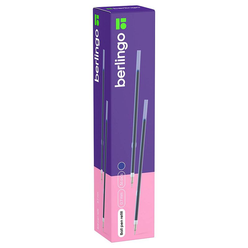 Стержень шариковый для автомат. ручек Berlingo Triangle, Classic Pro, Color Zone синий, Hyper, 107мм, 0,7мм 