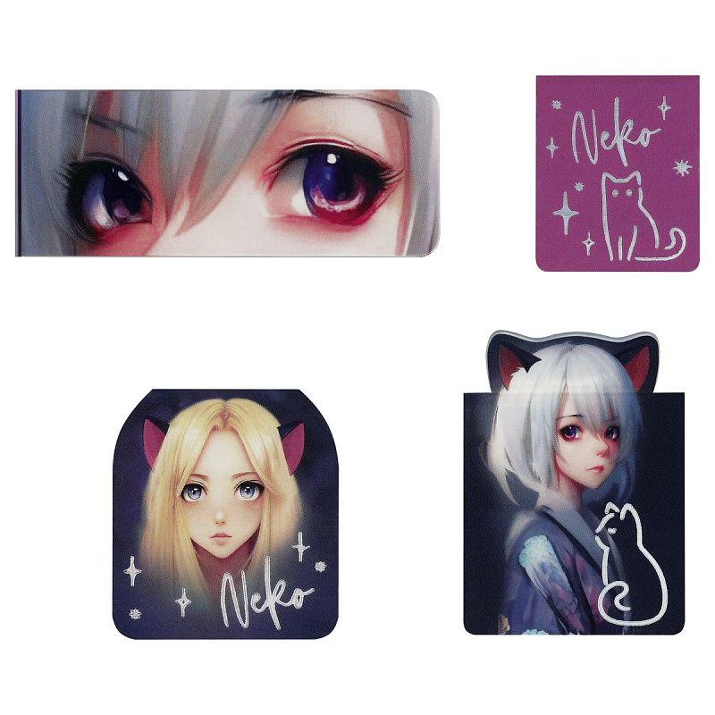 Закладки магнитные для книг, 4шт., MESHU "Neko" 