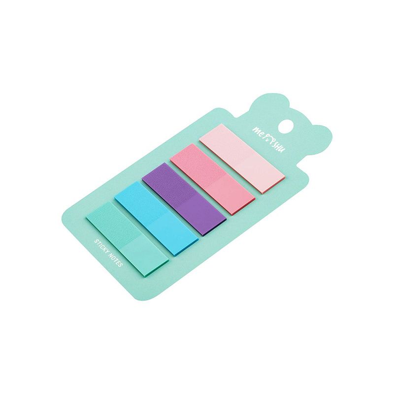 Флажки-закладки MESHU пластиковые, 45*12мм, 20л*5 пастельных цветов, европодвес