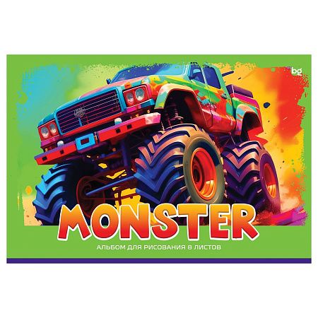 Альбом для рисования 08л., А4, на скрепке BG "Monster"